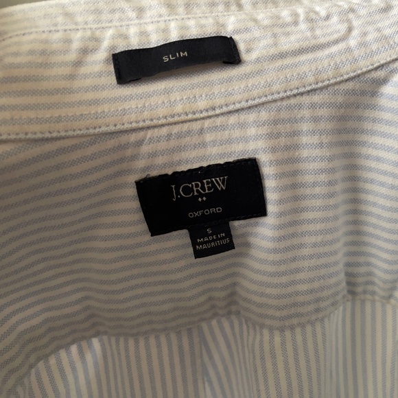 J. Crew Light Blue Stripe Oxford Cotton Button Down - Picture 3 of 4